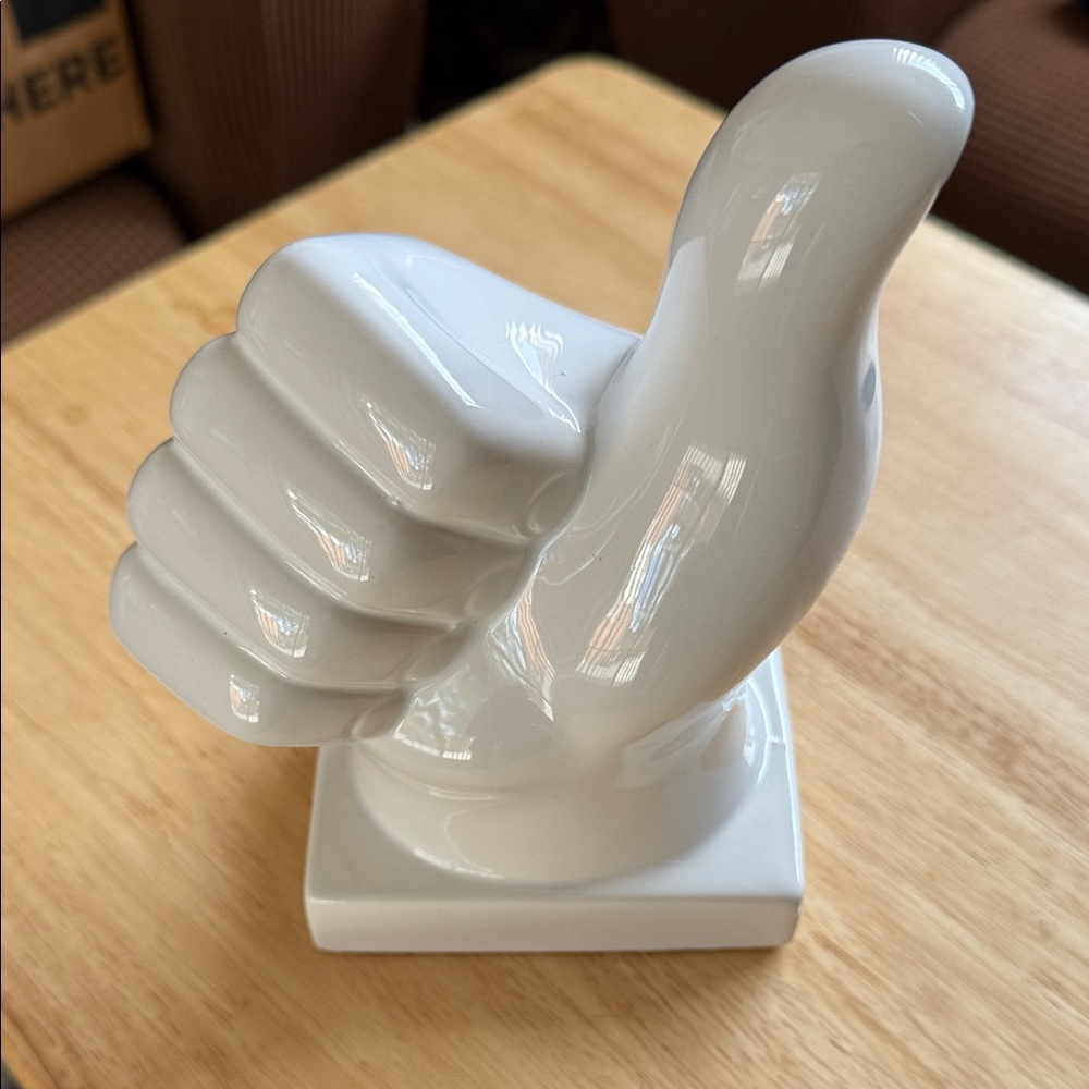 White Ceramic Thumbs Up Sculpture
